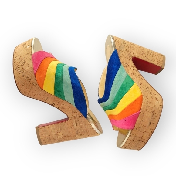 Christian Louboutin O Sister Rainbow Suede Platform Heel Slide Pumps 35 US 5 - Picture 6 of 17